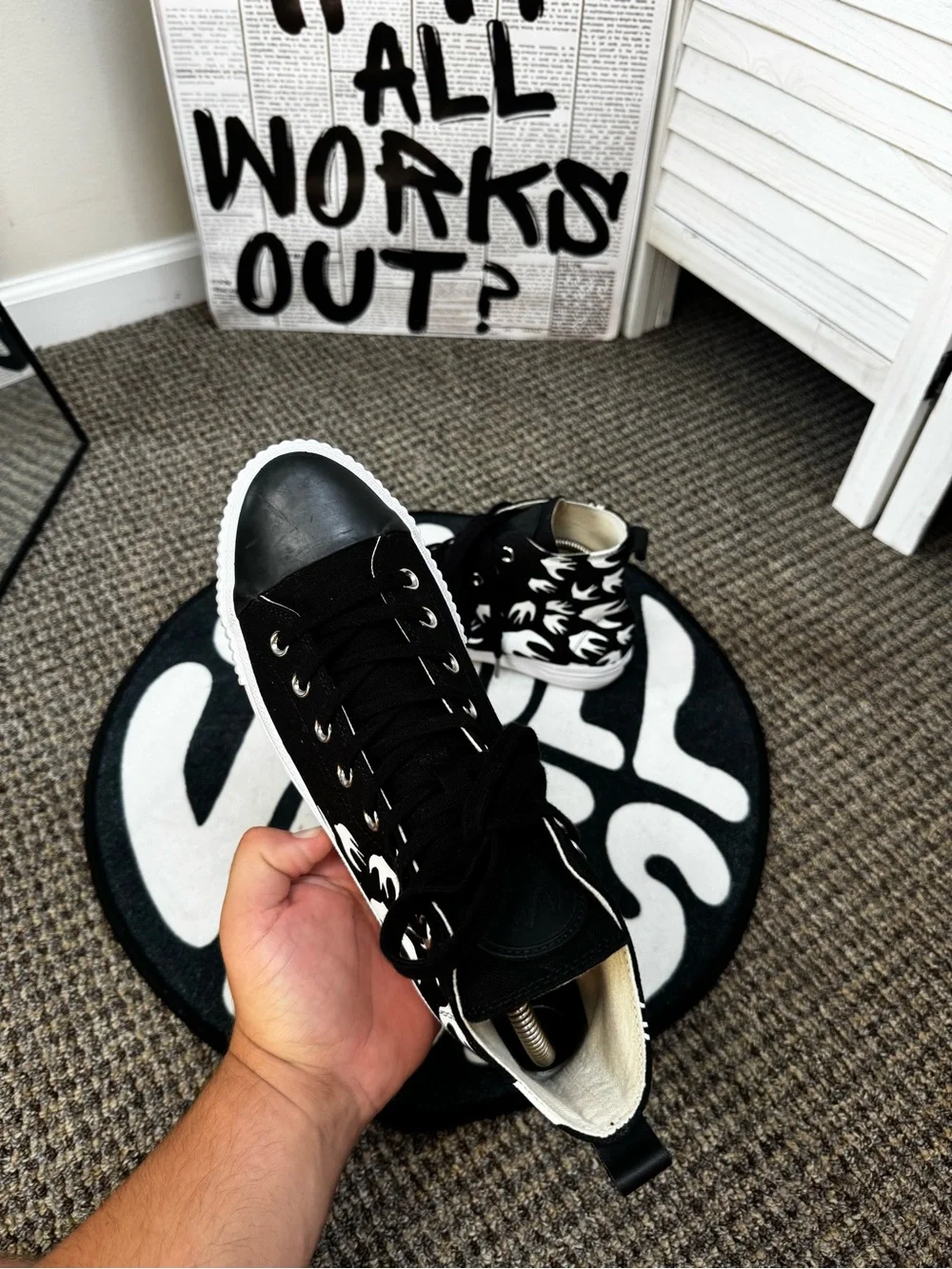 McQ Alexander McQueen Swallow Vulc High Black White Sneakers EU 42